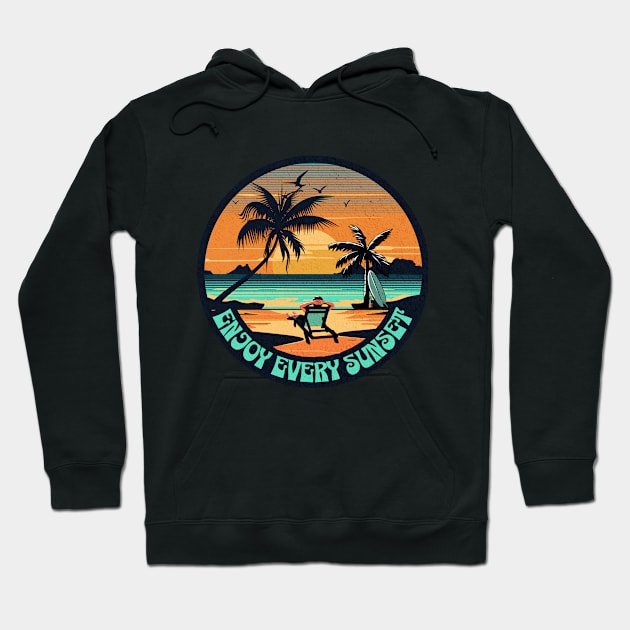 Vintage Enjoy Every Sunset Hoodie by PlayfulPrints